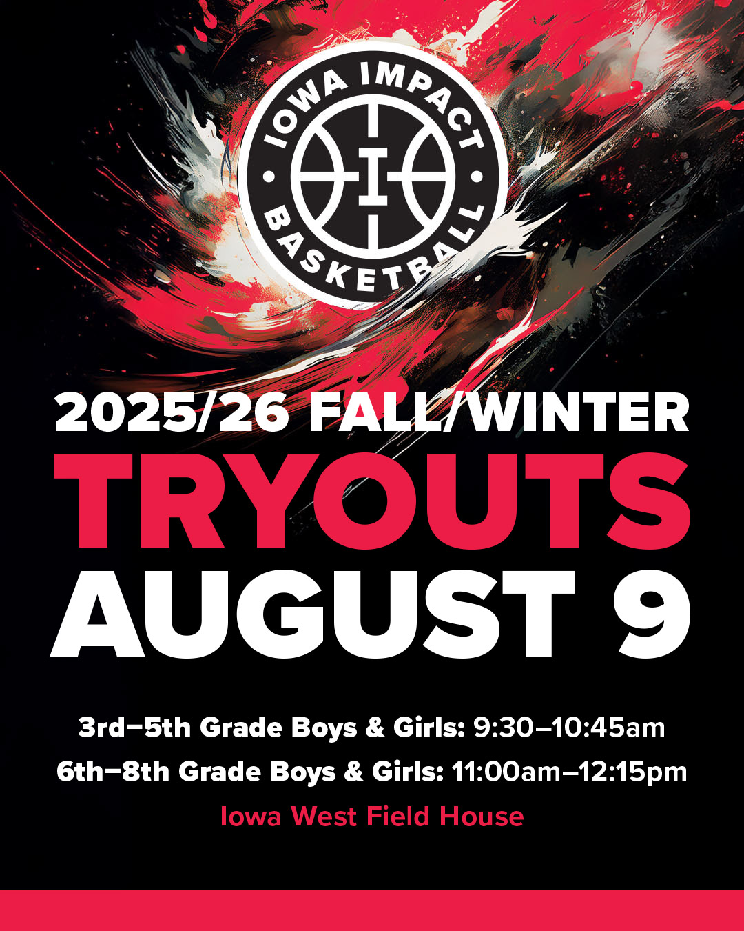 iowa impact 2025/26 fall/winter tryouts